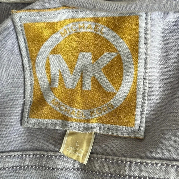 MICHAEL KORS NWOT Women’s Denim Jean Jacket Stretch Gold Button Lavender, Size L - Picture 6 of 9